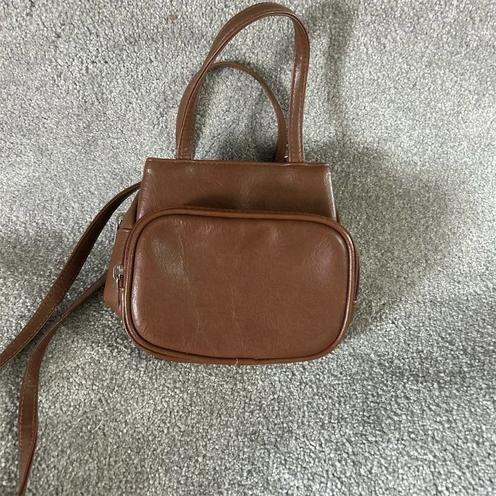 Unbranded Vintage Brown Leather Crossbody Bag Unisex Casual